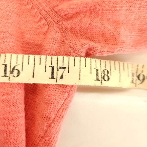J Jill Womens XS Misses Pink Round Neck Linen Blend 3/4 Sleeve Blouse - Picture 5 of 7